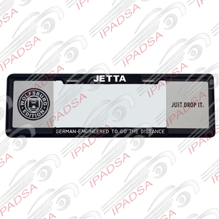 MARCO DE PLACA EUROPEO JETTA "WOLFSBURG--JUST DROP IT" - NEGRO