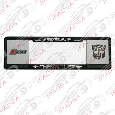 MARCO DE PLACA EUROPEO CHEVROLET "AN AMERICAN"Z28-TRANSFORMER" - NEGRO
