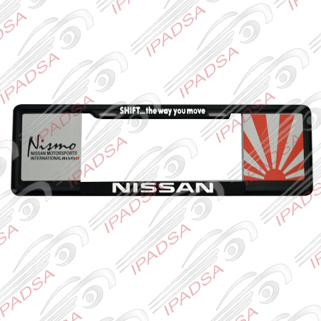 MARCO DE PLACA EUROPEO NISSAN"SHIFT_THE WAY YOU MOVE"NISMO-SOL" - NEGRO
