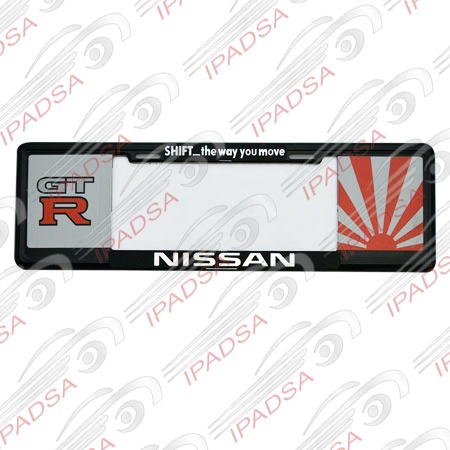 MARCO DE PLACA EUROPEO NISSAN"SHIFT_THE WAY YOU MOVE"GT R-SOL" - NEGRO