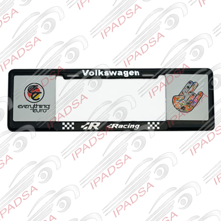 MARCO DE PLACA EUROPEO VOLKSWAGEN"R RACING"EVERYTHING-MANITA" - NEGRO