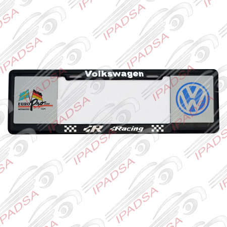 MARCO DE PLACA EUROPEO VOLKSWAGEN"R RACING"EURO PRO-LOGO VW" - NEGRO