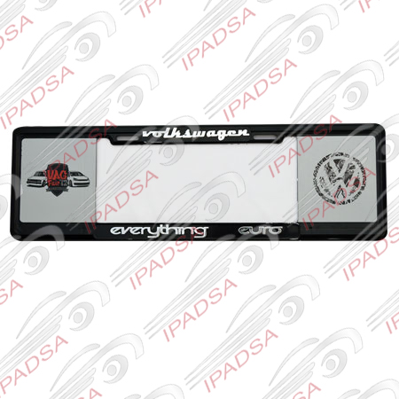 MARCO DE PLACA EUROPEO VW"EVERYTHING EURO"LOGO COCHES-LOGO VW FREE" - NEGRO